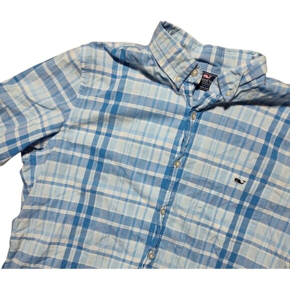 Vineyard Vines Men's Tucker Shirt Blue‎ Plaid Large Cotton - Picture 1 of 6